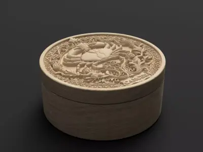 Cancer Zodiac Round Box   3D Relief Jewelry Box 3D print model