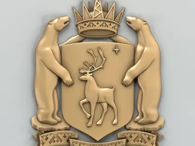 Coat of arms of Yamalo-Nenets Autonomous Okrug 3D model