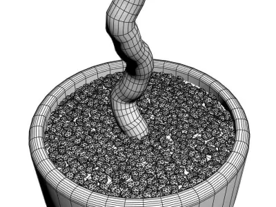 Young tree in ceramic pot 3D model