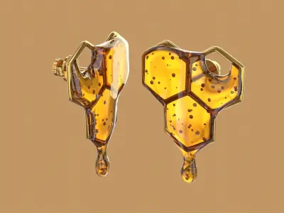 Honey earrings and necklace 3d print model 3D model