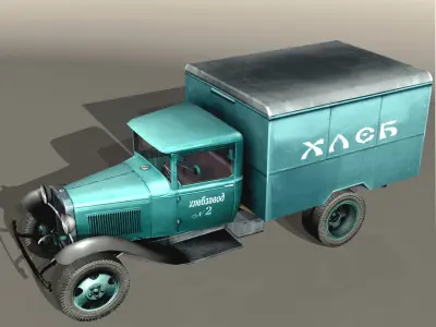 GAZ- AA furgon-Bread Low-poly 3D model