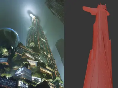 Urban Tree Skyscrapers 3D model