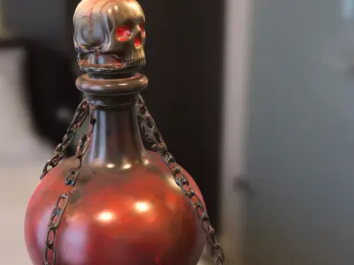 Dark Skull Potion Bottle Low-poly 3D model
