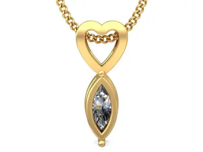 Women Marquise Stone Pendant 3dm STL OBJ FBX Renders Details 3D print model