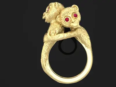 Ring with cute monkey 3D print model