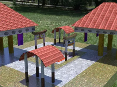 Chinese Fighting Arena   Low-poly 3D model