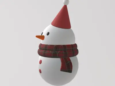 Stylized Low-Poly Snowman Decoration Figure Set Low-poly 3D model