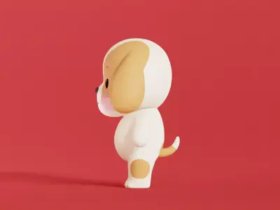 Dog Character Cartoon  Chibi Kawaii  Low-poly 3D model
