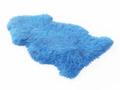 Soft Plush Faux Sheepskin Rug Blue 2 3D model