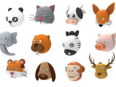 Animal Head 01 Cartoon Low-poly 3D model