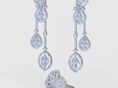 Ring and  Earring  Set 3D printable model 0079 3D Model Pack