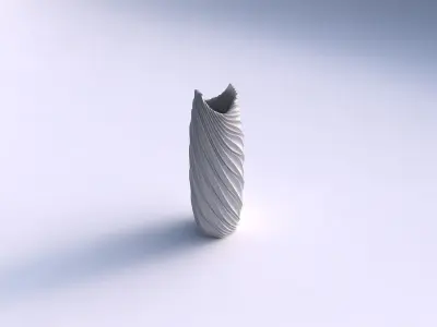 Vase double arc hexagon with wavy extruded lines 3D print model