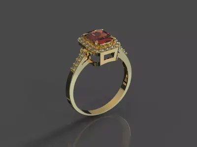 One stone with Diamond ring  Free 3D model stl 3dm obj Free 3D print model