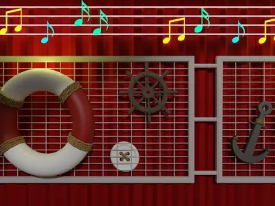 Stage 3D model room with checkered floor 3D model