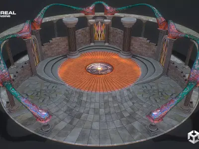 Fantasy fight arena Low-poly 3D model