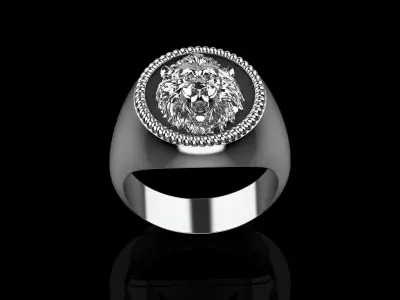 Lion Signet Ring 18 - 22 size N120 3D print model