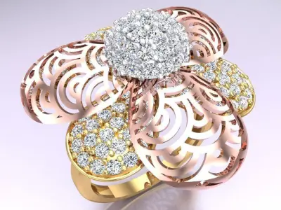 Bee ring - Italian rings - Three petaled flower - N6690 3D print model