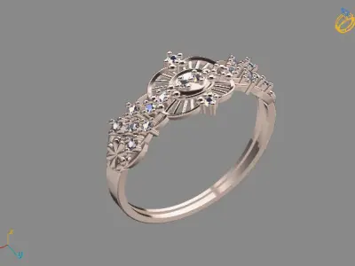 Womens Diamond Signet Ring Women Rings 3dmodels 3D print model 3D print model 19