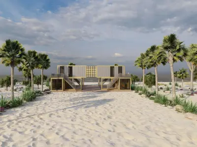 Temporary villa - villa condo - container building 3D model