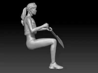 canoe girl 1 3D print model