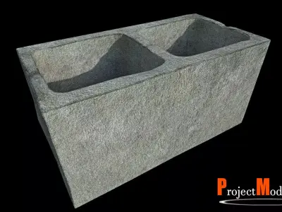 Bricks-Version002 concrete block Low-poly 3D model