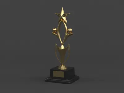 Gold Trophy Cups 3D model 23