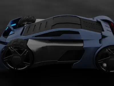 Futuristic Concept Car 1 Rigged Low-poly 3D model