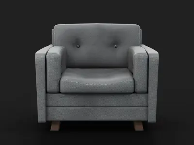 Fabric Armchair Low-poly 3D model