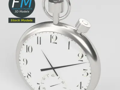 Pocketwatch silver pocket watch 3D model