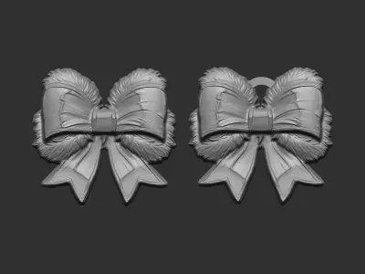 christmas ribbon bow decor 1  3D print model