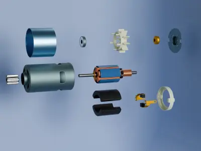 DC Motor with internals 3D model