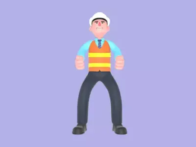 Stylized 3D Male Architect Character - Cartoon Angry Determined 3D model