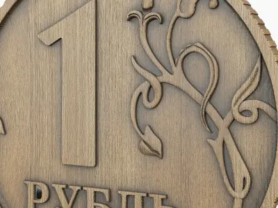 ruble russian rouble coin 3D model