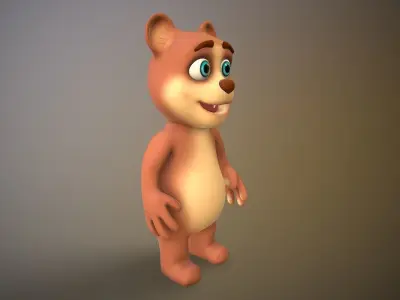 cartoon teddy bear Low-poly 3D model