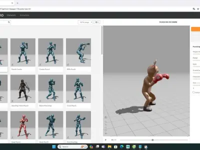 Boxing Deer Animal Animated Low-poly 3D model