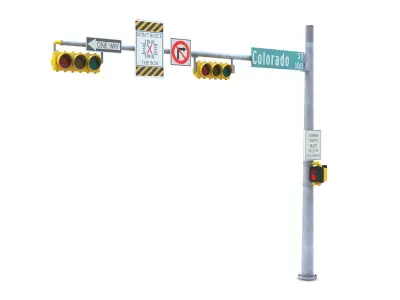 Street Light with Traffic 08 Low-poly 3D model