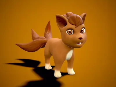 cartoon fox Low-poly 3D model