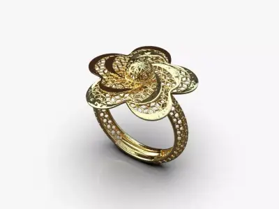 Flower ring 3D print model