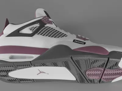 Nike Air Jordan 4 Retro PSG Paris Saint-Germain Shoe Low-poly 3D model