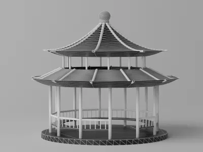 Cartoon Chinese Pavilion 1 3D model