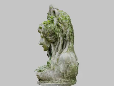 Weathered Woman Statue - Ancient Stone Sculpture Low-poly 3D model