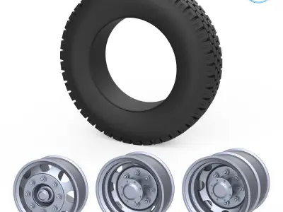 Truck Tire Mold With 3 Wheels 3D print model