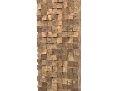 Textured 2 72w Metallic Rugged Wooden Blocks Metal Wall Art PBR 3D model