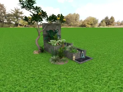 garden and fish pond 3D print model