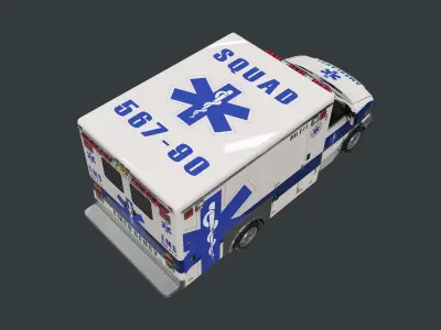 Vehicle Ambulance Rescue Truck Game Ready 03 Low-poly 3D model