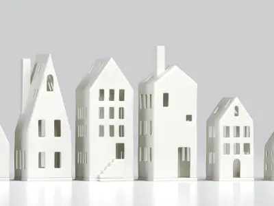 Miniature Houses For Decoration Set 3D model