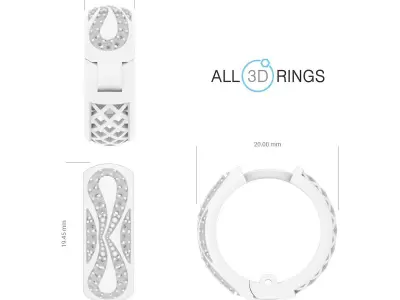 Earrings geometry with diamonds 3D print model