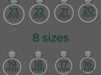 Basketball Ring 3D Printable Finger Ring STL 8 Sizes 16 23 mm 3D print model