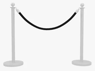 Barriers 3 metal barrier with rope 3D model