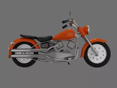 Custom vintage chopper motorcycle Low-poly 3D model